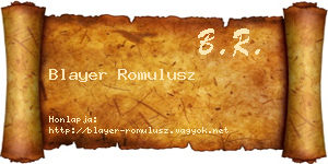 Blayer Romulusz névjegykártya